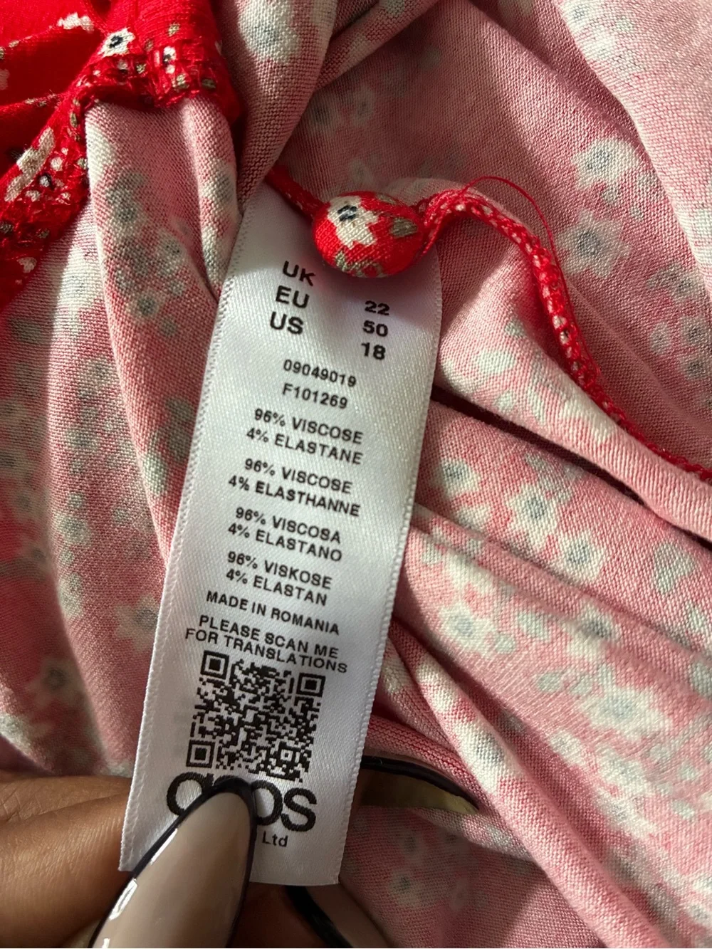 ASOS Red Floral Maxi Dress with White Blossom Print